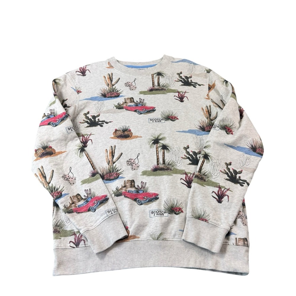 Scotch & Soda Tan Desert AOP Hot Rod‎ Men's Crewneck Size Medium